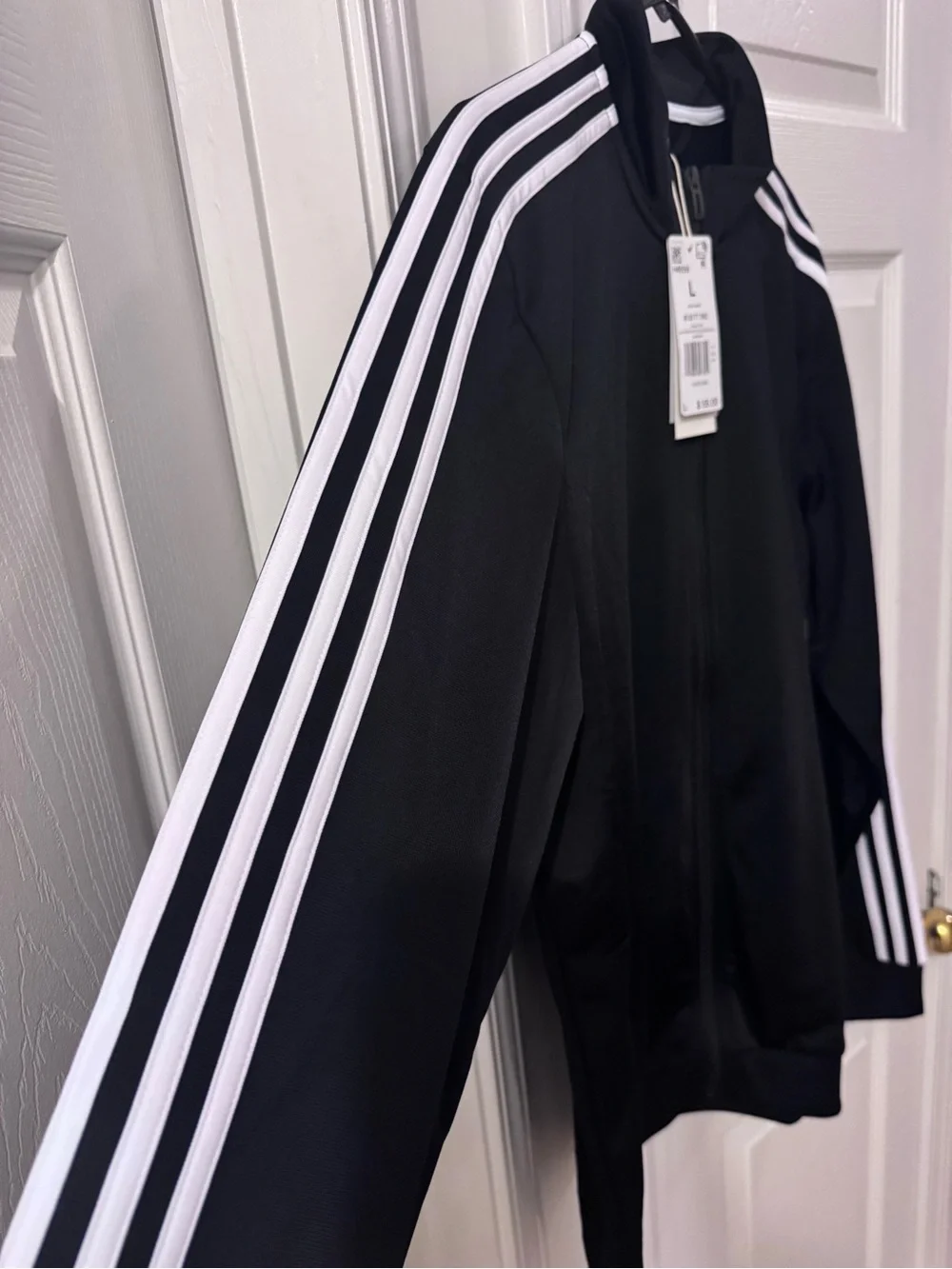 Adidas Men’s Black 3-Stripe Full Zip Track Jacket Size Large NWT
